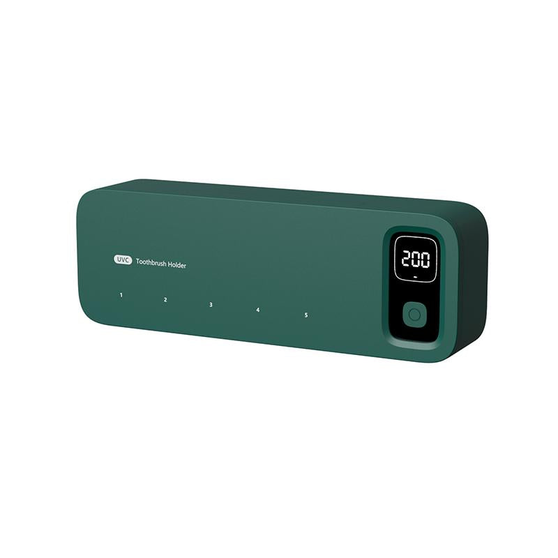 UV Toothbrush Holder Smart USB Rechargeable, Timer Function, Wall-Mounted for Bathroom, 5 Slots, No Drilling, Van Gogh Green